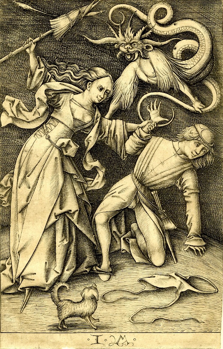 The Angry Wife; Xanpippe, by Israhel van Meckenem, 1500